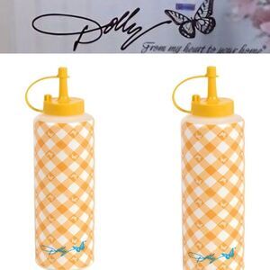 Dolly Parton Checkered Squeeze Bottle- Yellow